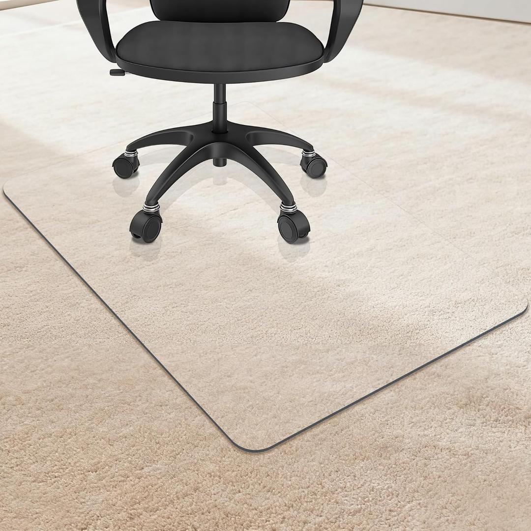 Office Chair Mat for Carpet and Hardwood Floors, 48 x 36 Inch, 0.15" Thick, Heavy Duty Hard Chair Mat Non-Slip with 8 Pads, Odorless, Easy Clean