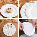 HIGH END 100 Pcs White Wave Plastic Plates with Gold Trim, Fancy Disposable Plate Sets Include 50 Dinner & 50 Dessert Plastic Plates, Elegant Disposable Plate Set For Party, Thanksgiving (50 Guests)