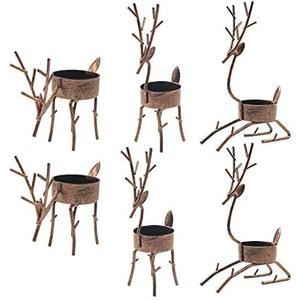 Funpeny Reindeer Tea Light Candle Holders, 6 Pack Iron Christmas Decoration for Party Dining Table Center Peice Decorative