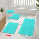 Smiry Luxury Chenille Bathroom Rugs 59x20, Extra Soft and Absorbent Shaggy Bath Mat, Machine Washable, Non-Slip Plush Carpet Runner for Tub, Shower, and Floor, Home Decor Accessories, Turquoise
