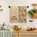 Vintage Fall Pumpkin Kitchen Towels Set of 2, Retro Hello Fall Dish Tea Towels for Kitchen, Farmhouse Autumn Pumpkins Leaf Decorative Hand Towels for Bathroom, 16x24 Inch