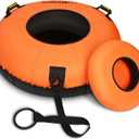 Heavy Duty Snow Tube, Inflatable Durable 40" Snow Sled Tube with Cushion Seat, Premium Sturdy 600D Canvas Cover Sledding Tube with Towable Pull Ring and Reinforced Handles for Adult and Kids