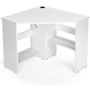Overstock Corner Desk 90 Degrees Triangle Computer Desk Makeup Vanity Desk White