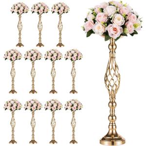 12Pcs Gold Centerpieces for Tables,Tall Gold Centerpieces for Wedding,Metal Candle Holder for Wedding Party, Dinner, Event, Hotel, Home Decor