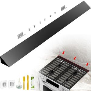 30" Slide-in Range Rear Filler Kit W10113901A, Stove Gap Universal Triangular Filler Strip, Top Trim Kit Between Stove and Wall for Whirlpool & Most Brand, Durable Aluminum Black