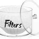 Acrylic Coffee Filter Holder with Lid, Reusable Storage Container for Coffee Filters, Coffee Filter Dispenser for Kitchen Counter, Coffee Bar, Office, Clear