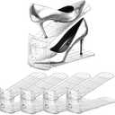 Shoe Slots Organizer,Adjustable Shoe Rack with Three Levels,shoe stackers for a pair of Shoes (Clear, 4 Pack)