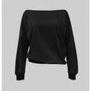 SweatyRocks Women's Off The Shoulder Sweatshirt Casual Long Sleeve Pullover Crop Tops (Black) S