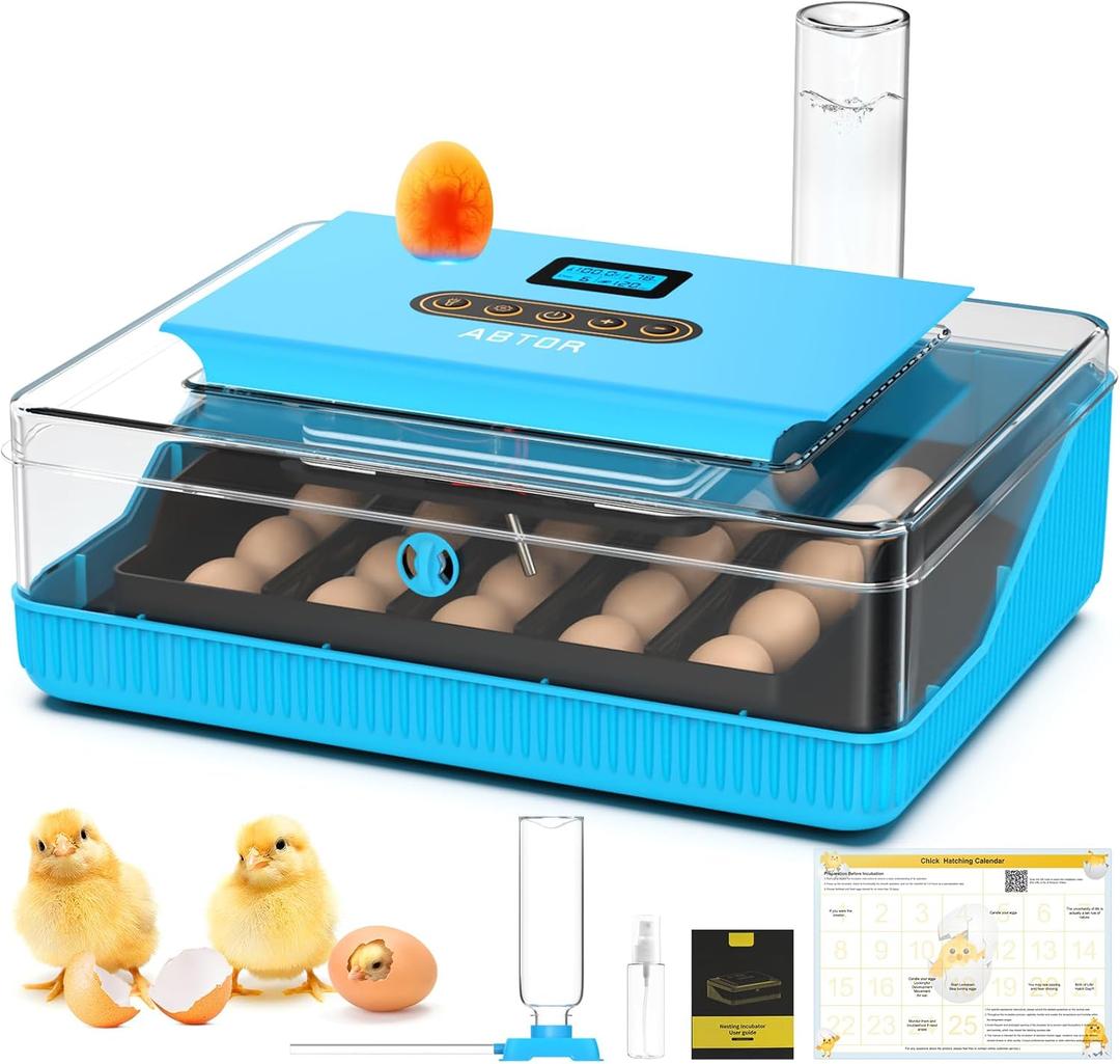 25 Egg Incubator Digital Poultry Hatcher Machine with Automatic Egg Turning, incubators for Hatching Eggs, Temperature & Humidity Control, LED Screen, General Purpose Incubator (Blue NEW)