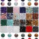 720pcs 6mm Natural Round Stone Beads Gemstone Crystal Loose Beads Smooth Bead for Bracelet Necklace Earring Jewelry Making Kit