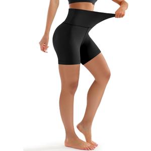 Laite Hebe Biker Shorts Women High Waisted Tummy Control- 5"/8"/Capri, Ultra-Comfort for Workouts, Yoga & Daily Wear (Black, S)