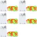 Minetom Fairy Lights Battery Operated, 5 Pack 7 FT 20 LED String Lights with Timer, Waterproof Silver Wire Christmas Fairy Light for Bedroom Party Decorations, Red and Green