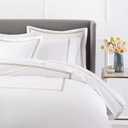 Luxury Soft Brushed 400-Thread-Count Egyptian Cotton Embroidered Duvet Cover Set with Beautiful 2-Stripe Embroidery - - King/California King - White/Taupe
