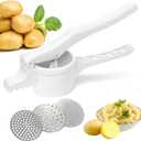 Potato Ricer and Masher with 3 Interchangeable Discs, Stainless Steel Discs, Large Capacity Potato Masher Kitchen Tool Labor-saving Handle Great for Baby Food and juices