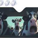 Funny Animals Terrified Cow Driving Windshield Sun Shade,Foldable Universal Sunshade for Cars Trucks SUVs Front Windows,UV Rays Sun Visor,Car Accessories,55x30IN