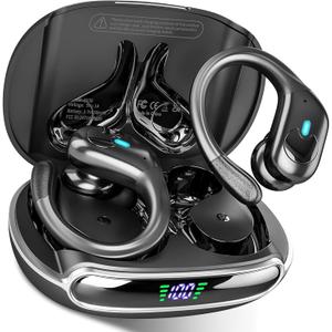 Sajawass Wireless Earbuds Bluetooth 5.3 Headphones, Noise Canceling Ear Buds with 75hr Playtime, LED Power Display, IPX7 Waterproof Earphones Over-Ear Earphones for Sports/Workouts