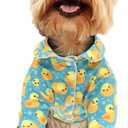 CuteBone Two-Leg Velvet Pet Pajamas Girl Dog Clothes - Soft, Cozy, and Stretchy Boy Pjs for Small, Medium Dogs and Cats Winter Sleepwear Apparel LTP10S (Yellow ducks) Small