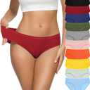 CULAYII Women's Cotton Bikini Panties, High-Cut Full Coverage Stretch Cool Underwear for Women (Multicoloured a - 10 Pack, Small)