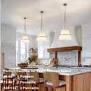 15.35" Gold Drum Chandelier, White Linen Pendant Light for Kitchen Island