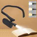 Neck Reading Light, 3 Colors & Stepless Dimming Lightweight & Hands-Free for Bed Reading, Knitting, Camping, Book Lovers Gifts