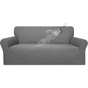 Easy-Going 100% Waterproof Couch Cover, Dual Waterproof Sofa Cover, Stretch Jacquard Sofa Slipcover, Leakproof Furniture Protector for Kids, Pets, Dog and Cat (Oversized Sofa, Grey)
