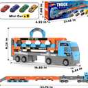 2-in-1 Foldable Race Track Truck Car Playset for 2-8 Years Old Boys Girls, Kids Truck Toys with Foldable 3 Layer Play Track & 8 Race Cars, Children's Day Birthday Gifts for Toddlers