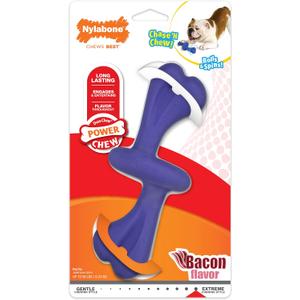 Nylabone Engaging Power Chase 'N Chew Toy for Dogs, Rolling & Spinning Interactive Dog Toys for Aggressive Chewers, Purple, Bacon Flavor, Large - Up to 50 lbs, 1 Count