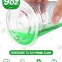 NEEBAKE 150 Sets 9 oz Disposable Plastic Cups With Lids - Clear Drinking Cups, Plastic Cups for Ice Coffee, Smoothie, Cold Drinks