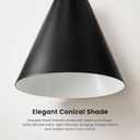 Vintage Modern Metal Conical Wall Sconce, Black, 9.8" Dia x 15" H, 10 inch