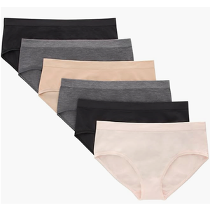 Hanes Tween Girls Underwear, Seamless Girls Panties, Boyshort & Hipster, Assorted Colors, 6-Pack (Large, Ivory/Beige/Grey/Black - 6 Pack)