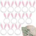 Chengu 12 Pcs Pink White Easter Bunny Napkin Rings Wooden Bunnys Napkin Rings Handmade Rabbit Dinner Paper Holders for Easter Spring Party Banquet Dinning Table Decoration (Rabbit)