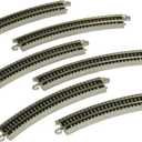 Bachmann Trains - Snap-Fit E-Z TRACK 11.25 RADIUS CURVED TRACK (6/card) - NICKEL SILVER Rail With Grey Roadbed - N Scale, 8