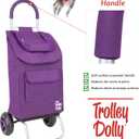 dbest products Trolley Dolly Purple Foldable Shopping cart for Groceries with Wheels and Removable Bag and Rolling Personal Handtruck Standard, 1 unit