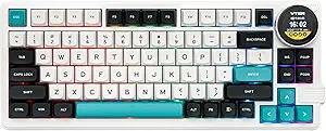 Feker K75 Lite Gasket Mechanical Keyboard with Screen and Knob, USB-C/BT5.0/2.4G Hot Swappable Creamy Wireless Gaming Keyboard with 5000mAh Battery, RGB Backlit for Win/Mac 