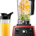 Blenders for Kitchen, 1800W High Speed Smoothie Maker with 68oz Large Pitcher, 20oz Travel Cup, Pulse Self-Cleaning & Overheat Protection, Red