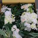Floroom 6ft Artificial Eucalyptus Garland with Flowers Fake Greenery Faux Floral Vine Garland for Table Decor Wedding Centerpieces Bridal Shower Party Decorations, Ivory White