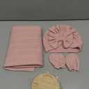 Newborn Receiving Blanket with Bow Hat Mittens Wooden Card Set Wheat-Pattern Newborns Toddler Baby Boy Girl Nursery Swaddle Wrap