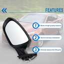 Left Driver Side Mirror Compatible With 2014 2015 Kia Optima With Manual Folding Power Glass Turn Signal Heated Black Replace#876104C501(6Pins)
