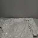 Beautife Women's Sequin Plus Size Mini Dress Ruffle Short Sleeve V Neck Babydoll A Line Glitter Club Party Dresses (White)