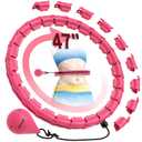 JKSHMYT Weighted Hula Circle Hoops for Adults Weight Loss, Infinity Hoop Fit Plus Size 47 Inch, 24 Detachable Links, Exercise Hoop Suitable for Women and Beginners Pink