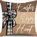 Easter Pillow Covers 18x18 Set of 4 Bunny Eucalyptus Leaves Decorations Sweet Home Spring Farmhouse Pillow Covers,Polyester Cushion Case Gifts for Home Decor-Easter Blessings