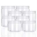 Rocutus 12oz Clear Plastic Storage Jars Containers, 8 Pack Refillable Wide-Mouth Plastic Slime Containers for Beauty Products, Kitchen & Household Storage - BPA Free (12 OZ)