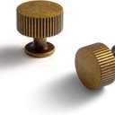 Goo-Ki Vintage Retro Antique Brass Zinc Alloy Cabinet Knob - Single Hole Striped Decorations Cabinet Pull Hardware for Bedroom, Kitchen, 6 Pack
