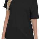 Rooscier Women's Off The Shoulder Tops Summer Short Sleeve T Shirts Tees Loose Fit Casual Shirts (S)