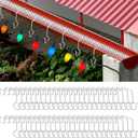 50 Pcs Gutter Guards Christmas Light Hooks, Rust-Proof Light Clips for Outside String Lights for Gutters with Mesh Leaf, Stainless Steel Gutter Light Hanging for Christmas Lights on Gutters