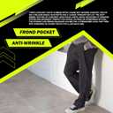 Mens Corduroy Casual Pants Warm Straight Leg Loose Fit with Pockets Drawstring Elastic Waist Vintage Sweatpants Baggy (Medium, Black Marbled Stripe)