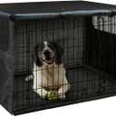 Dog Crate Cover Heavy Duty 600D Oxford Cloth - Fits 36 Inch Dog Crates, 2 Mesh Ventilation Windows, Waterproof Durable Pet Cage Cover for Indoor/Outdoor Use (Black, 36" L x 23" W x 25" H)