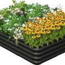 Raised Garden Bed Kit for Outdoor, PP Material Planter Boxes 4.3x3.0x1.0ft, Large Garden Box Flower Bed with Easy Assembly, Gardening Containers for Vegetables, Flowers, Herbs, Black (4.3  3.0  1 FT)