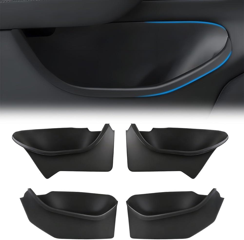 4 PCS Full Arounding Door Side Storage Organizer Compatible with 2025 2026 TES-la Model Y Juniper, Full Cover TPE Door Side Pocket Box Tray, Front & Rear Side Organizer Tray Protector Liner