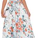 ZESICA Women's 2026 Summer Floral Sleeveless Maxi Dress Ruffle One Shoulder High Waist Boho Beach Wedding Guest Long Dresses (White, Small)
